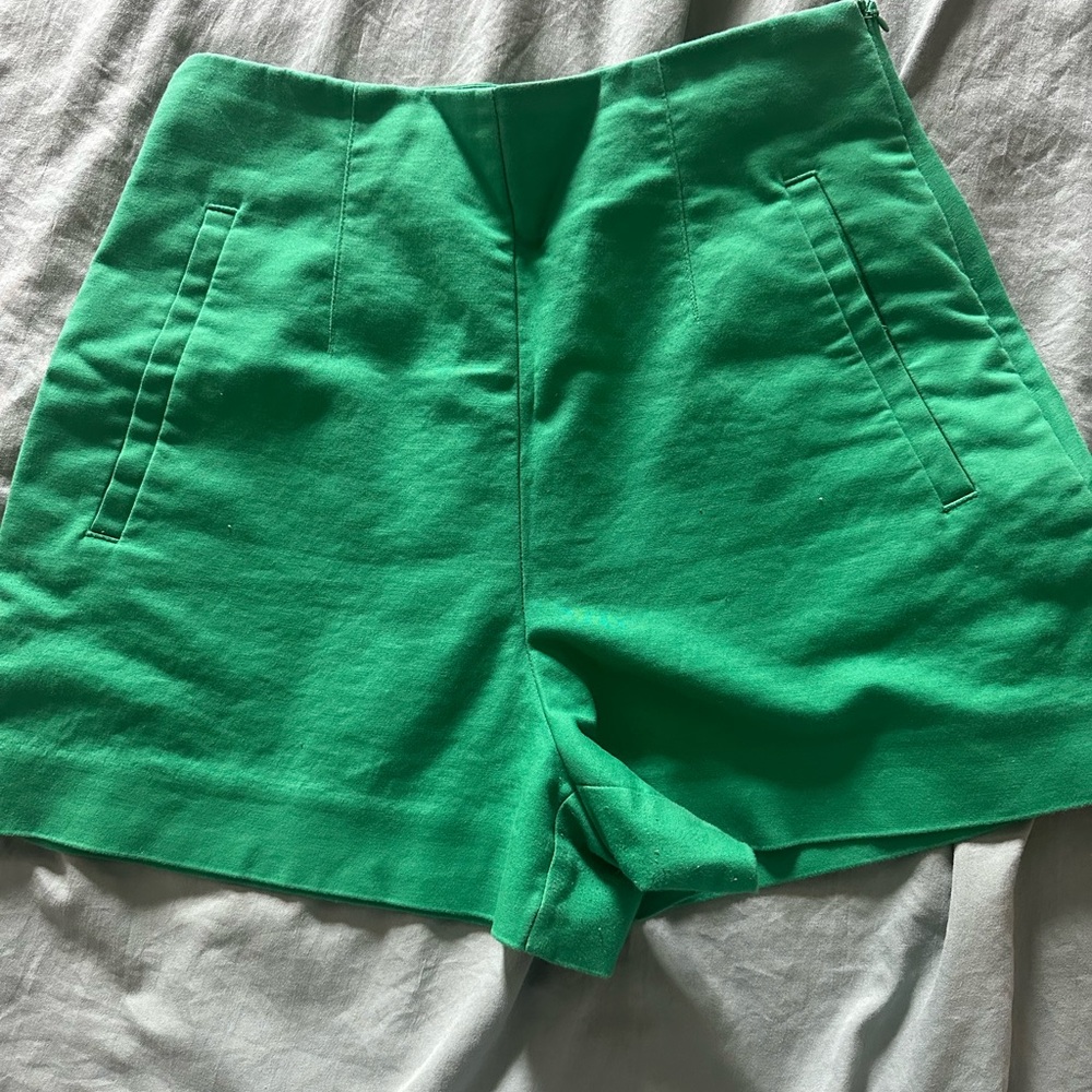 Zara High Waist Green Shorts